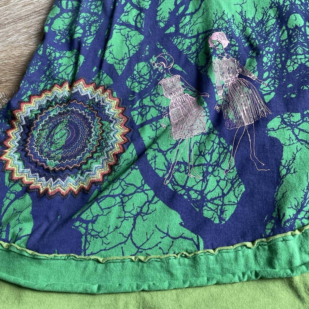 Desigual Dress Double V-Neck Dress Small Embroidered Bright Short Boho Art Print - Picture 11 of 11